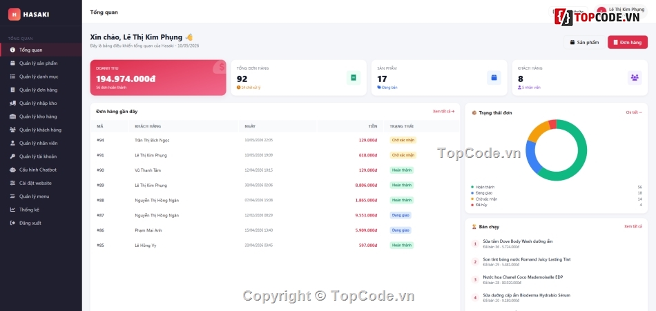 Đồ án,AI,Shop,tốt nghiệp,mỹ phẩm,Chatbot